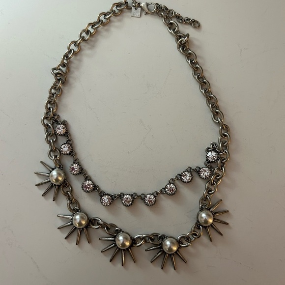 Banana Republic Jewelry - Silver Diamond and Pearl Necklace